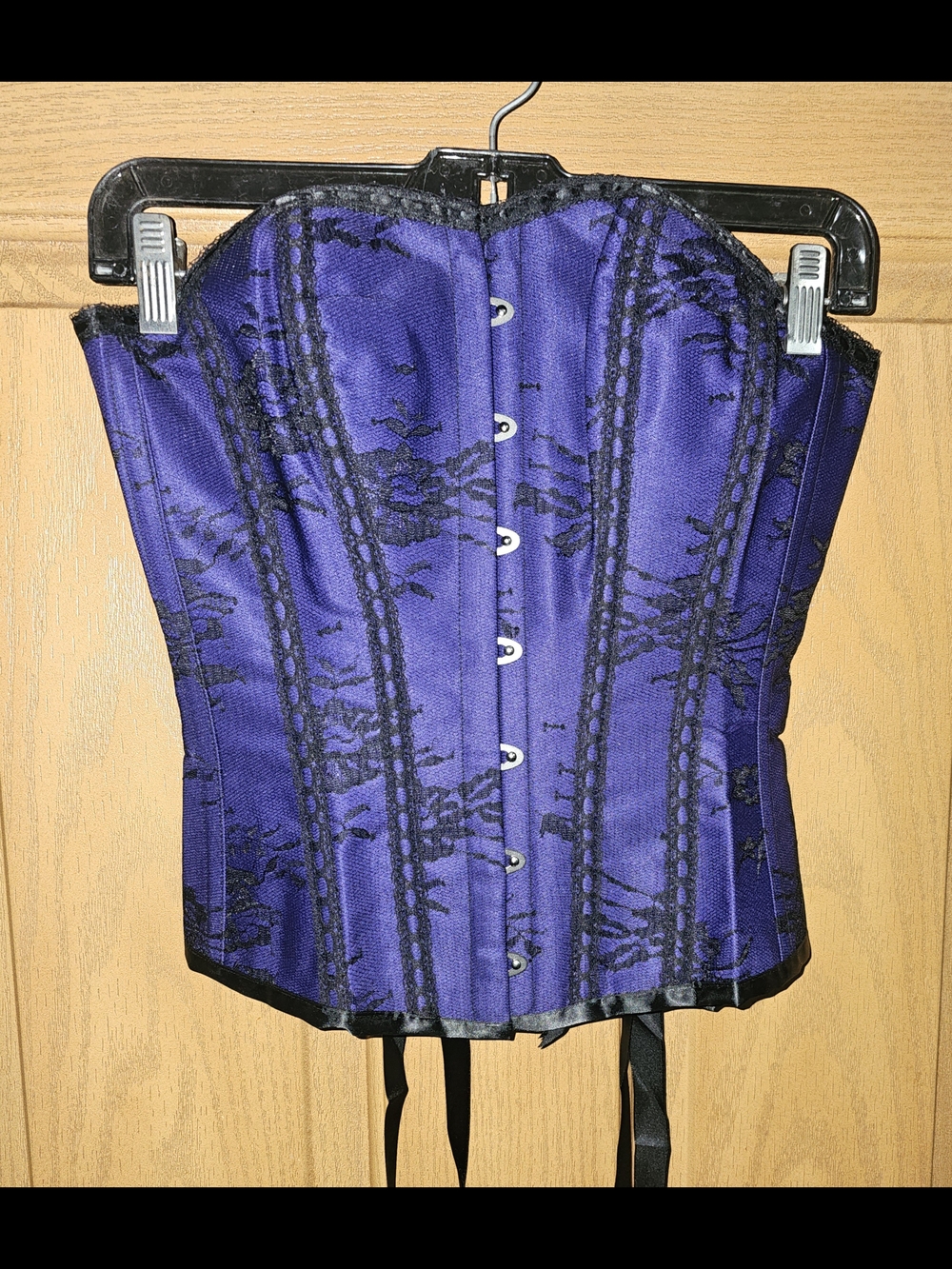 New Corset Story Purple Lace-Overlay Corset Top